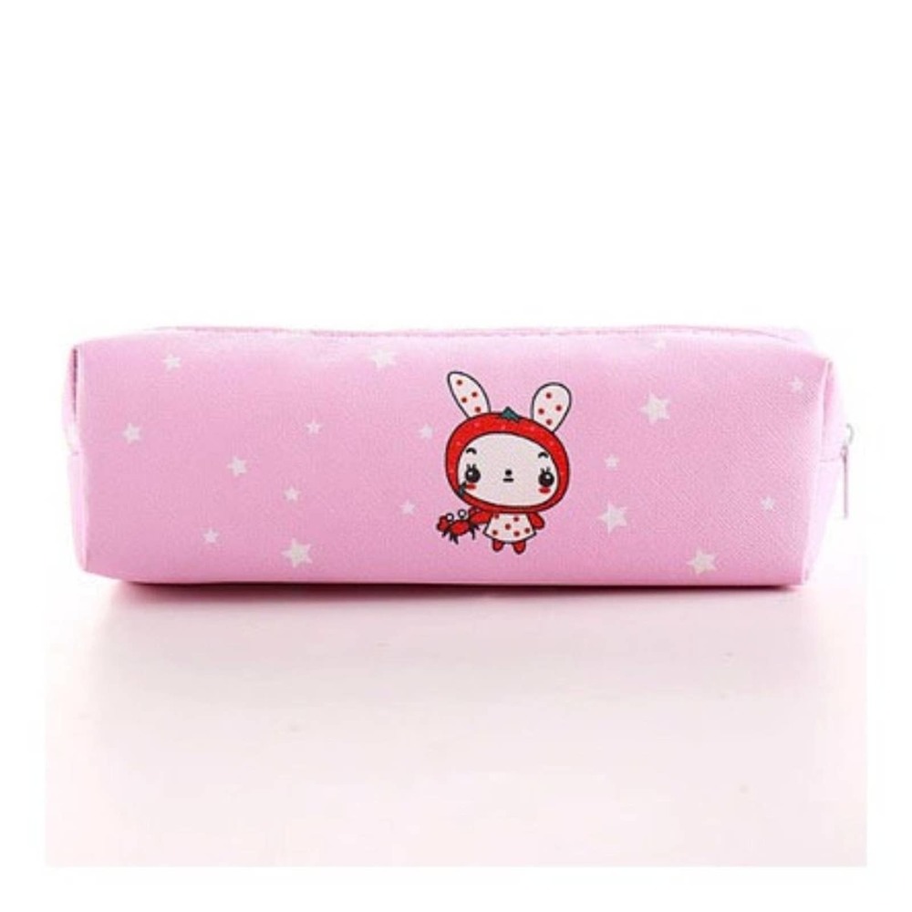 White Bunny Red Cape Pink VEGAN Leather Zippered Pouch Back to School Bundle!!